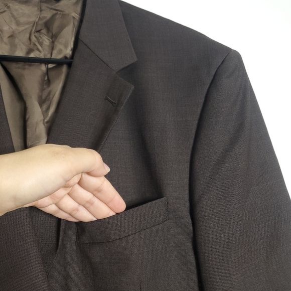 Jos A Bank Blazer Mens 44R Brown 2 Button Sports Coat Suit Jacket Modern Career - Picture 10 of 13